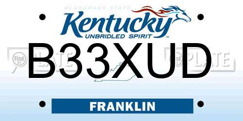 B33XUD Kentucky License Plate