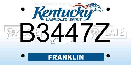 B3447Z Kentucky License Plate