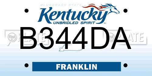 B344DA Kentucky License Plate