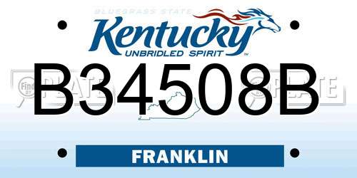 B34508B Kentucky License Plate