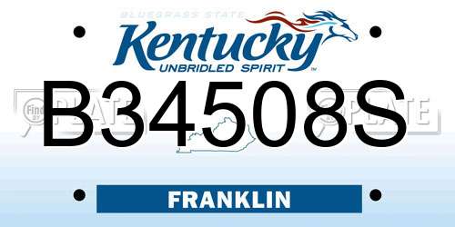 B34508S Kentucky License Plate