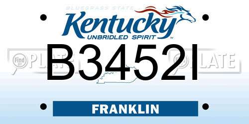 B3452I Kentucky License Plate