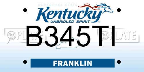 B345TI Kentucky License Plate