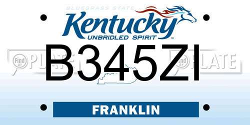 B345ZI Kentucky License Plate