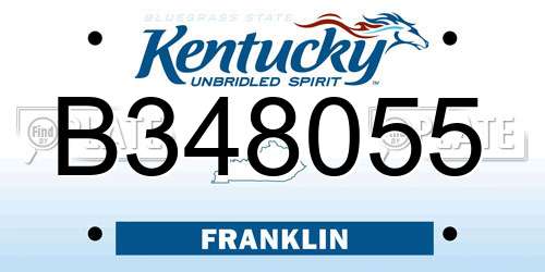 B348055 Kentucky License Plate