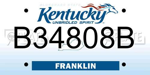 B34808B Kentucky License Plate