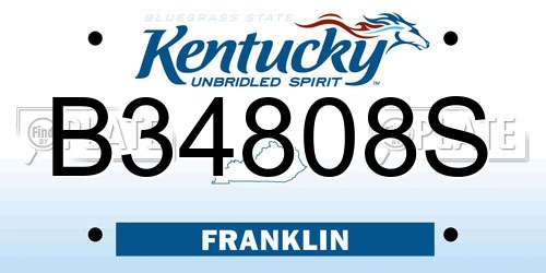 B34808S Kentucky License Plate