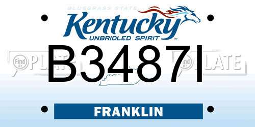 B3487I Kentucky License Plate