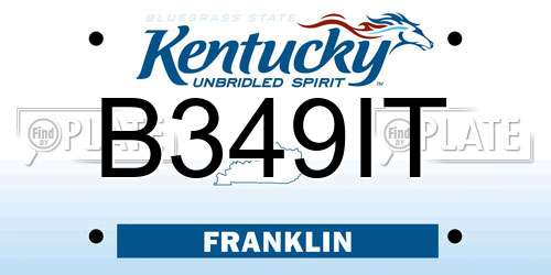 B349IT Kentucky License Plate