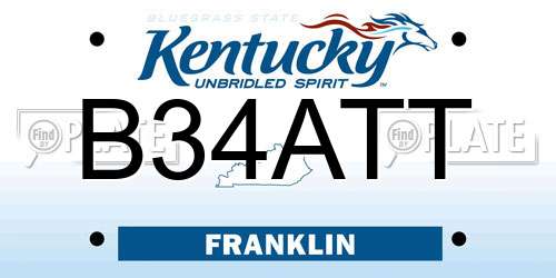 B34ATT Kentucky License Plate