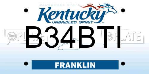 B34BTI Kentucky License Plate