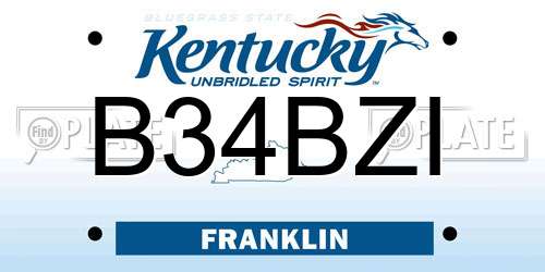 B34BZI Kentucky License Plate