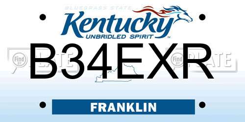 B34EXR Kentucky License Plate