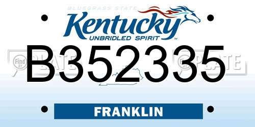 B352335 Kentucky License Plate