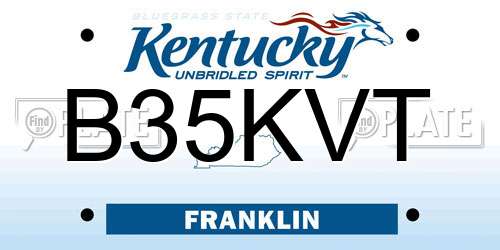 B35KVT Kentucky License Plate