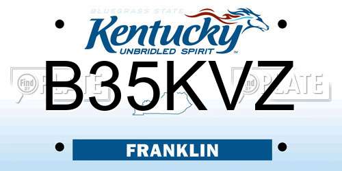 B35KVZ Kentucky License Plate