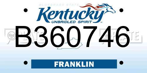 B360746 Kentucky License Plate