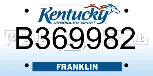 B369982 Kentucky License Plate