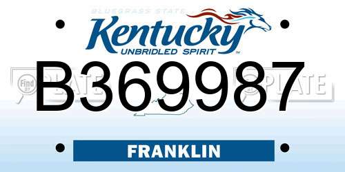 B369987 Kentucky License Plate