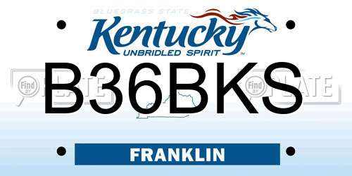 B36BKS Kentucky License Plate