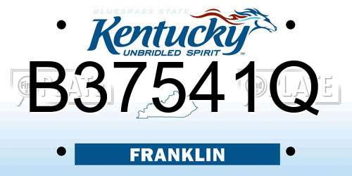 B37541Q Kentucky License Plate