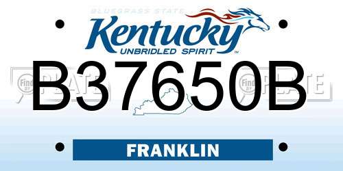 B37650B Kentucky License Plate