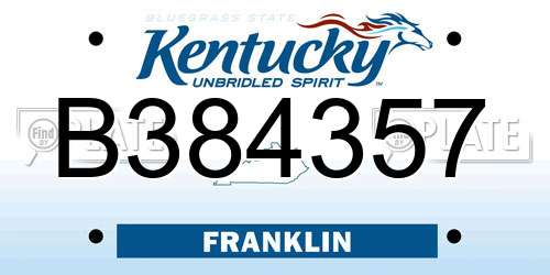 B384357 Kentucky License Plate