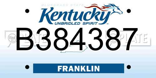 B384387 Kentucky License Plate