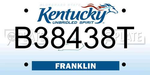 B38438T Kentucky License Plate