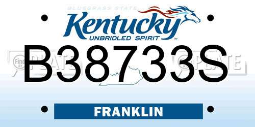 B38733S Kentucky License Plate