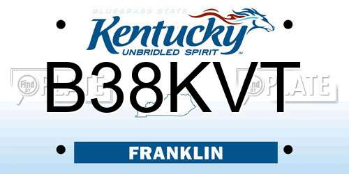 B38KVT Kentucky License Plate