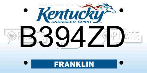 B394ZD Kentucky License Plate