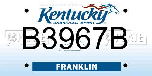 B3967B Kentucky License Plate