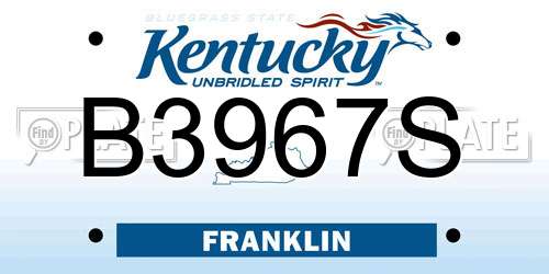 B3967S Kentucky License Plate