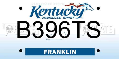 B396TS Kentucky License Plate