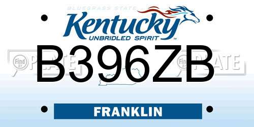 B396ZB Kentucky License Plate