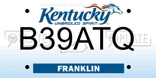 B39ATQ Kentucky License Plate
