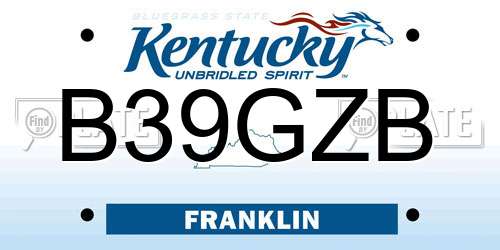 B39GZB Kentucky License Plate