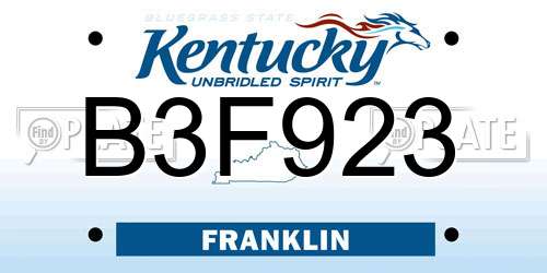 B3F923 Kentucky License Plate