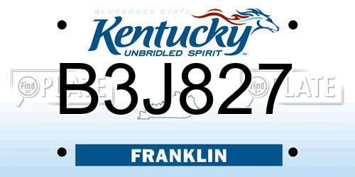 B3J827 Kentucky License Plate