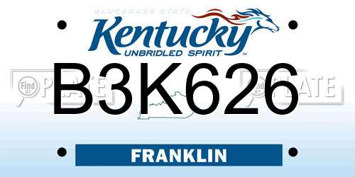 B3K626 Kentucky License Plate