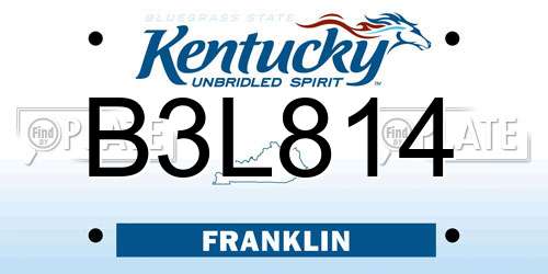 B3L814 Kentucky License Plate