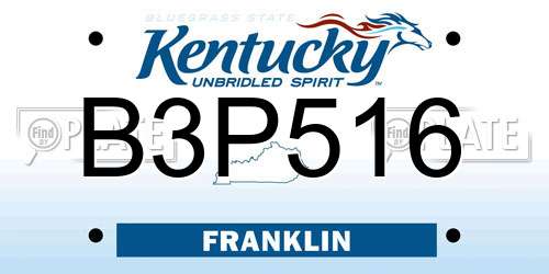 B3P516 Kentucky License Plate