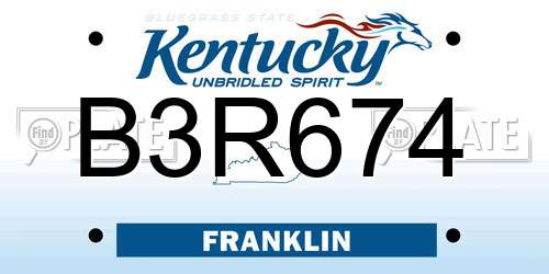 B3R674 Kentucky License Plate