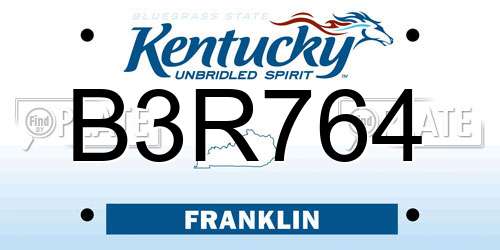 B3R764 Kentucky License Plate
