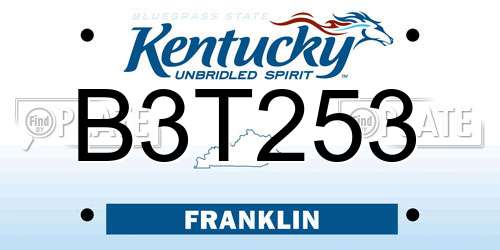 B3T253 Kentucky License Plate