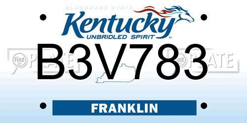 B3V783 Kentucky License Plate