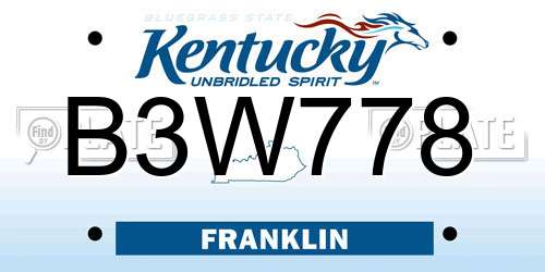 B3W778 Kentucky License Plate
