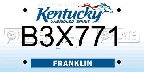 B3X771 Kentucky License Plate