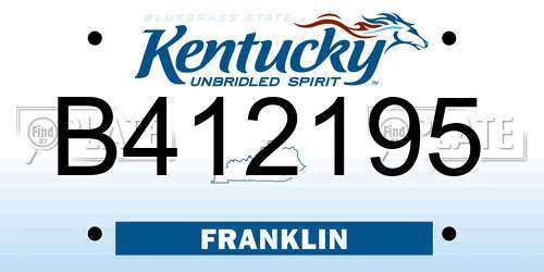 B412195 Kentucky License Plate
